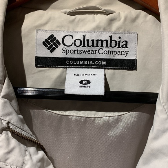 𝅺columbia Byron Bay Sportwear Beige Rain Jacket Ajustable Waist Zippered Coat - Picture 2 of 15